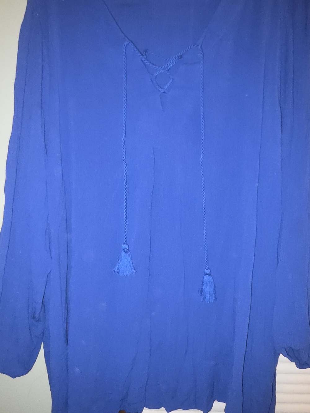 Torrid Royal Blue V-Neck Tassel Tie Blouse Sz 5
